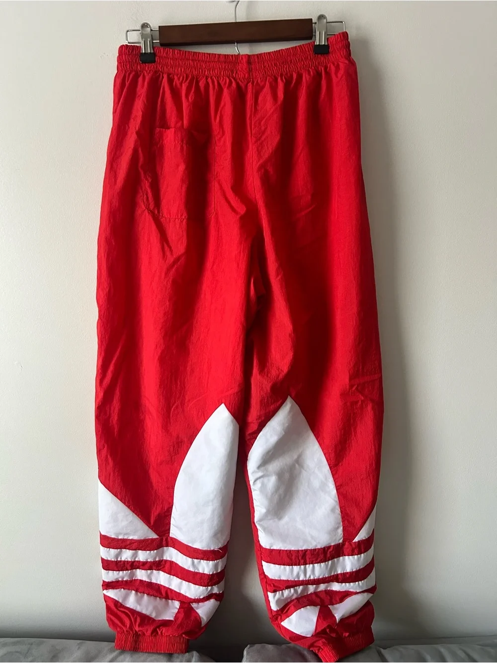 Adidas Originals large trefoil Red Track Pants with White detail size large
